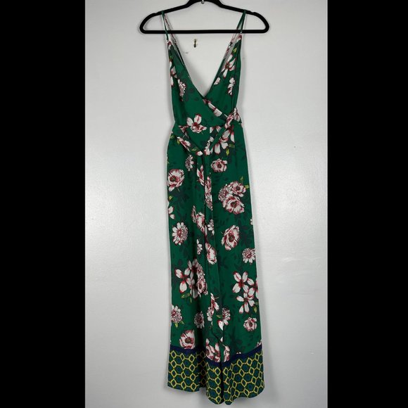 Contemporary Green Floral Jumpsuit Medium - Picture 1 of 5